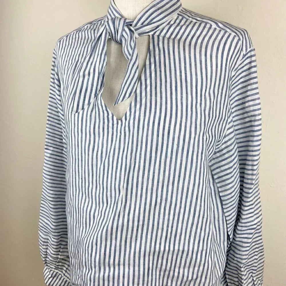 Frame Handkerchief Striped Linen Top - Picture 3 of 7
